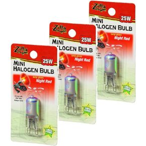 Zilla Mini Halogen Lamp Reptile Bulb, 25-watt, Night Red (3 Pack)