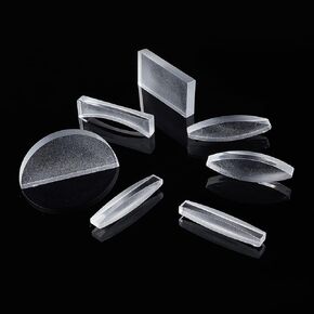 AHANDMAKER 5 Pcs Physical Optical Experiment Set, Acrylic Lens and Prism All Faces Fully Polished for Lab Supplies Physics Teaching (Double Concave, Double Convex, Rectangle, Semicircle)