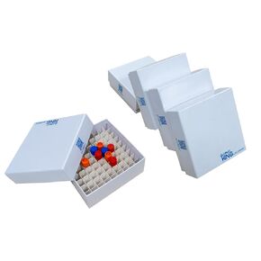 Cardboard Cryogenic Lab Freezer Box 2 Inch Height 81-Well Microtube Storage Box, Plastic Coating Cryo Boxes, White Box, Case of 20