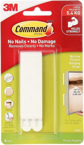 Command Narrow Picture Hanging Strips, White, 4-Pairs, Holds up to 12 lbs. in Saudi Arabia