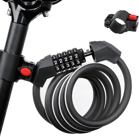 Bike Lock Cable Reflective, 5 Digit Resettable Combination with Mounting Bracket for Bicycles Scooters 5FT in Kuwait