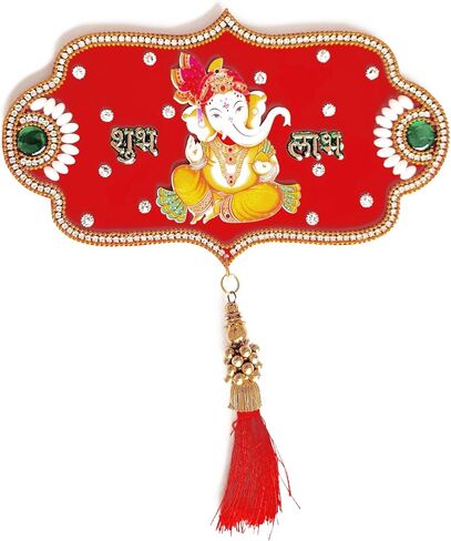 Diwali Shubh Labh with Ganesha Stickers for Diwali Indian Puja Wedding & Festival Acrylic Rangoli Decoration Floor & Office Decoration Size- 7 X 4 in Saudi Arabia