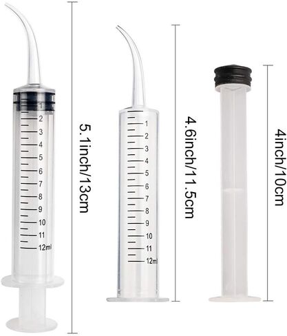 6 قطع 12 سم محقنة لري الأسنان مع طرف منحني، محقنة لري الأسنان متدرجة للاستعمال مرة واحدة للعناية بالأسنان عن طريق الفم، وإزالة أحجار اللوزتين، ومختبر، وإطعام الحيوانات الأليفة الصغيرة (مع القياس) in Kuwait