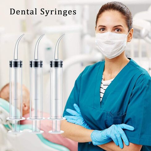 6 قطع 12 سم محقنة لري الأسنان مع طرف منحني، محقنة لري الأسنان متدرجة للاستعمال مرة واحدة للعناية بالأسنان عن طريق الفم، وإزالة أحجار اللوزتين، ومختبر، وإطعام الحيوانات الأليفة الصغيرة (مع القياس) in Kuwait