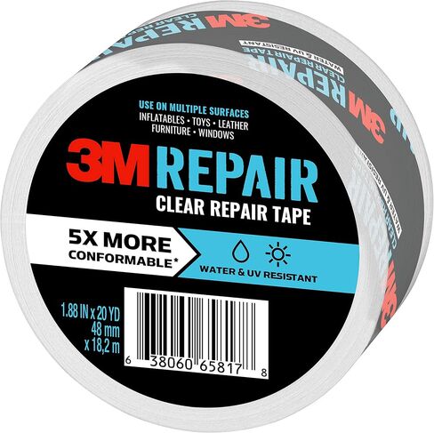 3M Clear Repair Tape, 1.88 in x 20 yd, Strong Duct Tape, Water, UV & Moisture Resistant, Transparent Tape Allows Discreet Repairs, For Indoor & Outdoor Use, Long Lasting Performance (RT-CL60) in Saudi Arabia