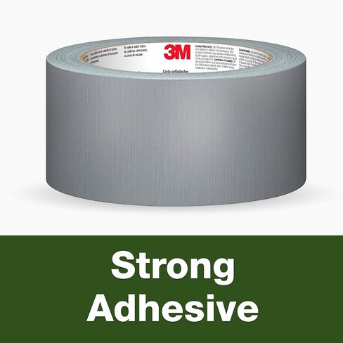 3M Utility Duct Tape, 3 Rolls, 1.88" in x 50 yd, Strong Adhesive, Adheres to Multiple Surfaces, Hand-Tearable, Silver Color Tape, Sticks Instantly, Perfect for Home & Shop Use (1950-3PK) in Saudi Arabia