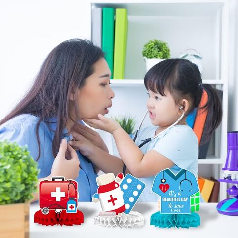 9 PCS Nurse Honeycomb Centerpieces Nurses Appreciation Week Honeycomb Table Centerpiece Nurse Day Table Toppers for Nurses Graduation Party Decorations 2024 Grad Party Favor Supplies in Saudi Arabia