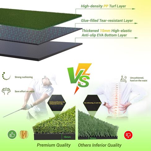 سجادة جولف 8 في 1 - سجادة ضرب جولف متعددة الاستخدامات مقاس 5 × 4 أقدام للتمرين الداخلي/الخارجي - 8 سجادات إدراج - عشب ممتاز مع مقاومة معززة للصدمات - قاعدة مضادة للانزلاق - مثالية للاعبي الجولف من جميع الأعمار in Kuwait