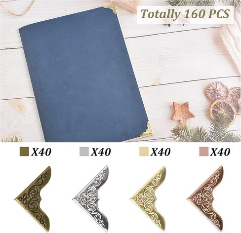 15mm Gold Metal Book Corners, 200 Pcs Small Book Corner Protector Iron Corner Triangle Decorative Trim Vintage Album Corners for Scrapbooking Menus in Saudi Arabia