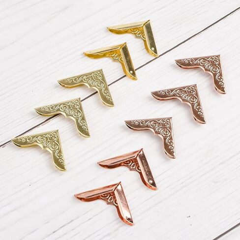 15mm Gold Metal Book Corners, 200 Pcs Small Book Corner Protector Iron Corner Triangle Decorative Trim Vintage Album Corners for Scrapbooking Menus in Saudi Arabia