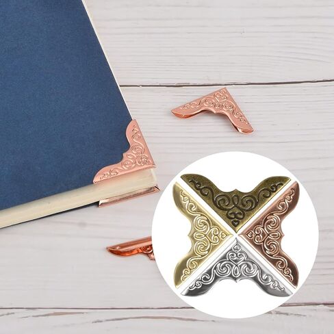 15mm Gold Metal Book Corners, 200 Pcs Small Book Corner Protector Iron Corner Triangle Decorative Trim Vintage Album Corners for Scrapbooking Menus in Saudi Arabia