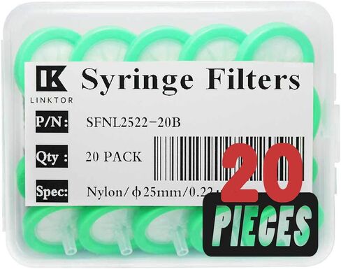 مرشح حقنة PTFE، قطر 25 مم، حجم المسام 0.22 ميكرومتر، عبوة غير معقمة مكونة من 20 قطعة (عبوة من 20 قطعة، 0.22 ميكرومتر، PTFE) in Kuwait