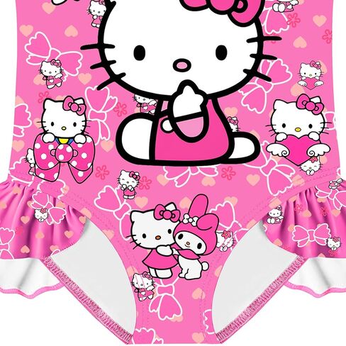 Toddler Girls Cartoon Kitten Swimsuit Princess One Piece Bathing Suit Kids Ruffle Swimwear Summer Beach Gift in Saudi Arabia