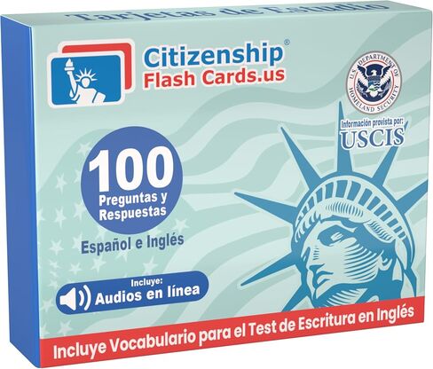 بطاقات فلاش المواطنة الأمريكية 2024 للدراسة من أجل اختبار المواطنة الأمريكية. Ciudadania Americana بالإسبانية والإنجليزية. 100 بطاقة فلاش تتضمن صوتيات عبر الإنترنت. USCIS 100 أسئلة وإجابات. in Saudi Arabia