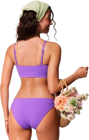 CRZ YOGA Womens Bikini Top Adjustable Thin Straps Bathing Suit Tops Square Neck Padded Swimsuit Tops in Saudi Arabia