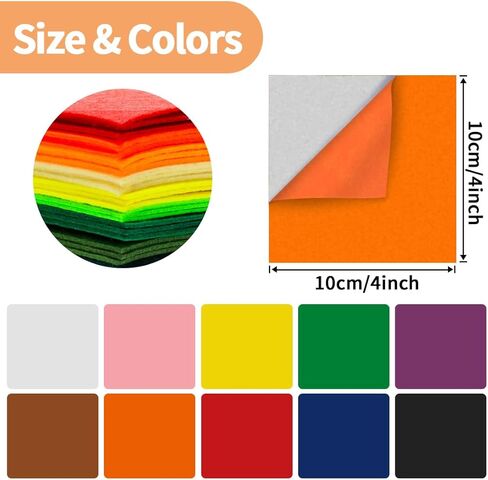 90pcs Self-Adhesive Felt Sheets, 4"x4", Black Felt, Felt Fabric Sheets, Nonwoven Felt for DIY and Sewing Projects, Square Felt. in Saudi Arabia