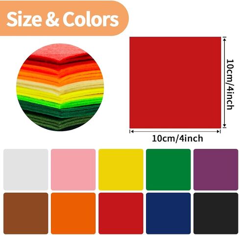 90pcs Self-Adhesive Felt Sheets, 4"x4", Black Felt, Felt Fabric Sheets, Nonwoven Felt for DIY and Sewing Projects, Square Felt. in Saudi Arabia