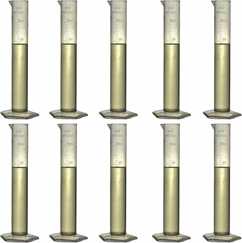 أسطوانة قياس متدرجة من بلاستيك البولي بروبيلين 50 مل 10 عبوات (50 مل، 10) in Kuwait