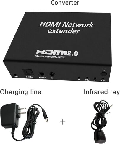موسع HDMI عبر إيثرنت 4K - كابل HD 4K @ 60 هرتز CAT5/6 مع تحكم بالأشعة تحت الحمراء، مخرج صوت POC يصل إلى 290 قدم in Kuwait