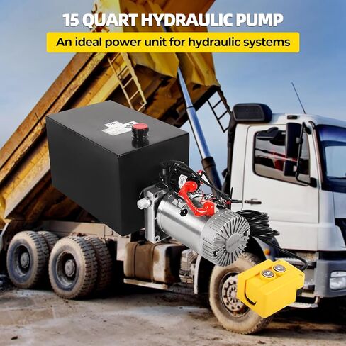 مضخة هيدروليكية سعة 15 لترًا وحدة طاقة هيدروليكية واحدة تعمل بجهد 12 فولت تيار مستمر 3.9 جالون مضخة مقطورة تفريغ كهربائية مع وحدات طاقة هيدروليكية لخزان فولاذي لرفع سيارة شاحنة مقطورة in Kuwait