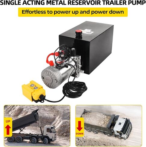 مضخة هيدروليكية سعة 15 لترًا وحدة طاقة هيدروليكية واحدة تعمل بجهد 12 فولت تيار مستمر 3.9 جالون مضخة مقطورة تفريغ كهربائية مع وحدات طاقة هيدروليكية لخزان فولاذي لرفع سيارة شاحنة مقطورة in Kuwait
