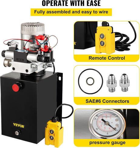 VEVOR 3200 PSI، مضخة هيدروليكية كهربائية مزدوجة المفعول سعة 6 لتر مع مقياس ضغط نحاسي لبوابات رفع المقطورة القلابة وسائقي الشاحنات in Kuwait
