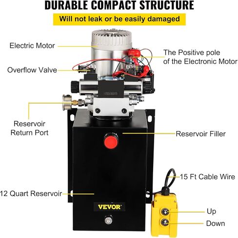 VEVOR 3200 PSI، مضخة هيدروليكية كهربائية مزدوجة المفعول سعة 6 لتر مع مقياس ضغط نحاسي لبوابات رفع المقطورة القلابة وسائقي الشاحنات in Kuwait