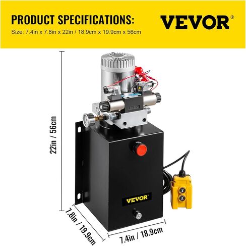 VEVOR 3200 PSI، مضخة هيدروليكية كهربائية مزدوجة المفعول سعة 6 لتر مع مقياس ضغط نحاسي لبوابات رفع المقطورة القلابة وسائقي الشاحنات in Kuwait