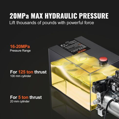 VEVOR Hydraulic Pump, 8 Quart Dump Trailer Pump, Single Acting Hydraulic Power Unit, 3200 PSI Max Relief Pressure, 0.91 GPM Flow Rate, Hydraulic Pump Power Unit for Dump Trailer Car Lifting in Saudi Arabia