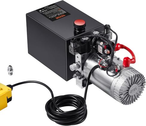 VEVOR Hydraulic Pump, 8 Quart Dump Trailer Pump, Single Acting Hydraulic Power Unit, 3200 PSI Max Relief Pressure, 0.91 GPM Flow Rate, Hydraulic Pump Power Unit for Dump Trailer Car Lifting in Saudi Arabia