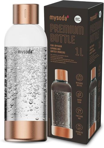 Premium Carbonating Bottle 1L Silver - Compatible with Drinkmate, Wassermaxx, Aqvia, Sodapop and Levivo - Quick-Lock Reusable Bottles - Lid and Base Made of Stainless Steel - BPA Free in Saudi Arabia