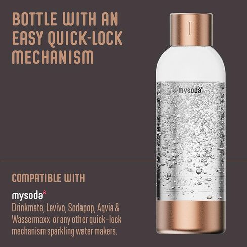Premium Carbonating Bottle 1L Silver - Compatible with Drinkmate, Wassermaxx, Aqvia, Sodapop and Levivo - Quick-Lock Reusable Bottles - Lid and Base Made of Stainless Steel - BPA Free in Saudi Arabia