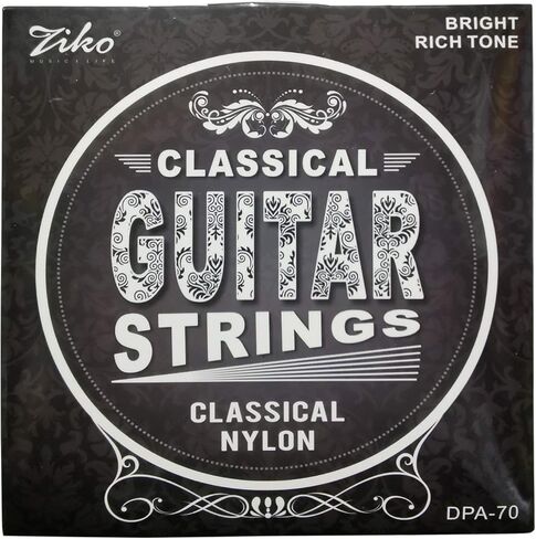 أوتار جيتار كلاسيكية من النايلون، أوتار متعرجة مطلية بالفضة، توتر عالي، نايلون شفاف E B G. D A E سلك ملفوف مطلي بالفضة (.028-.043) in Kuwait