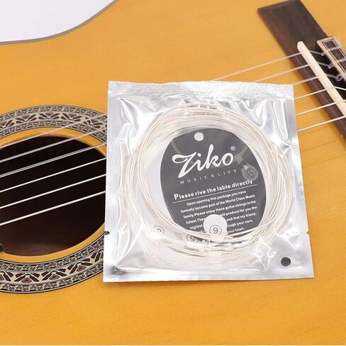 أوتار جيتار كلاسيكية من النايلون، أوتار متعرجة مطلية بالفضة، توتر عالي، نايلون شفاف E B G. D A E سلك ملفوف مطلي بالفضة (.028-.043) in Kuwait