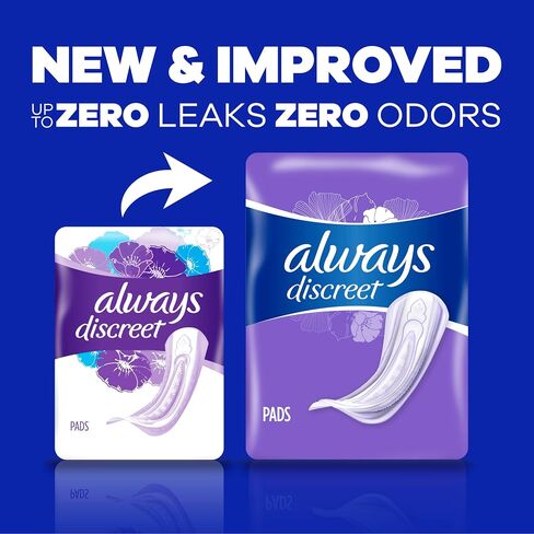 Always Discreet Adult Incontinence Pads for Women, Heavy Absorbency, Long Length, Postpartum Pads, 64 CT in Saudi Arabia