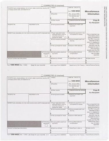 1099 Misc Laser 'Copy B' - Income - Recipient-,24 Recipients 2023 in Saudi Arabia