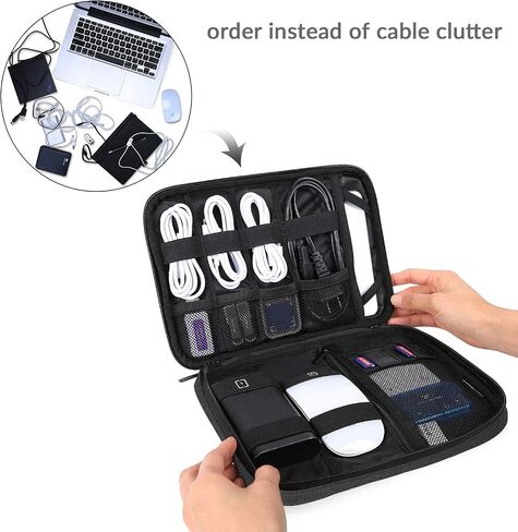 BAGSMART Electronic Organizer Travel Cable Organizer Electronics Accessories Cases for 7.9 inch iPad Mini, Cables, Chargers, USB, SD Card in Saudi Arabia