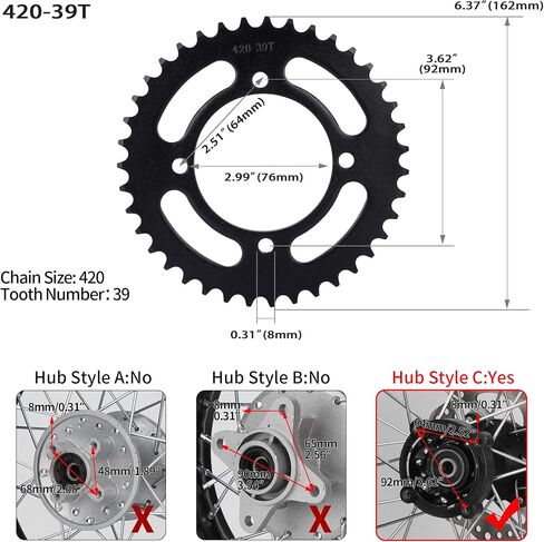 RUTU 420 Chain Sprocket Rear Sprocket 41 Tooth 76mm for Chinese 50 70 90 110 125 140cc 150 160 170 Cc Apollo RFZ CRF50 XR50 SDG IMR SSR YCF Kayo Thumpstar Coolster Pit Dirt Motor Bike Motorcycle in Saudi Arabia