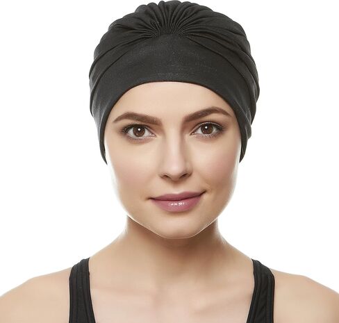 Beemo Swim Caps for Women Swimming Turban Polyester Latex Lined Pleated for Ladies in Saudi Arabia