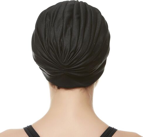 Beemo Swim Caps for Women Swimming Turban Polyester Latex Lined Pleated for Ladies in Saudi Arabia