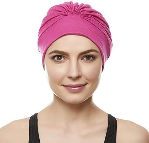 Beemo Swim Caps for Women Swimming Turban Polyester Latex Lined Pleated for Ladies in Saudi Arabia