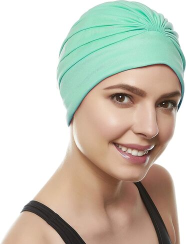 Beemo Swim Caps for Women Swimming Turban Polyester Latex Lined Pleated for Ladies in Saudi Arabia