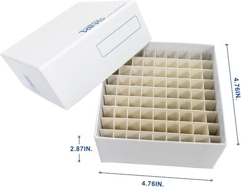 صندوق تجميد المختبر من الورق المقوى مقاس 2 بوصة 81-Well Microtube صندوق تخزين، صناديق تبريد بلاستيكية مطلية، صندوق أبيض، عبوة من 5 قطع in Kuwait
