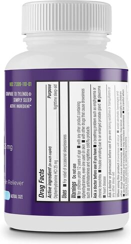 Safrel Nighttime Sleep Aid, Diphenhydramine HCl 25mg | Strong Non Habit-Forming Restful Sleeping Support for Men & Women | Fall Asleep Faster & Wake up Refreshed (100 Count (Pack of 1), 100, Count) in Saudi Arabia