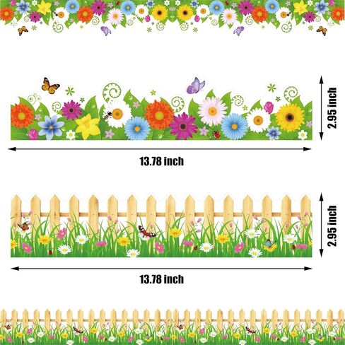 60 Pieces Spring Bulletin Board Borders Flowers Board Border Stickers Spring Colorful Border Trims Self-Adhesive Bulletin Board Paper Decor for Summer Classroom School Wall Home Nursery in Saudi Arabia