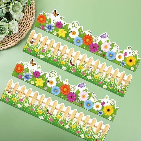 60 Pieces Spring Bulletin Board Borders Flowers Board Border Stickers Spring Colorful Border Trims Self-Adhesive Bulletin Board Paper Decor for Summer Classroom School Wall Home Nursery in Saudi Arabia