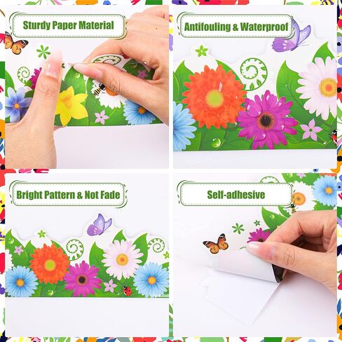 60 Pieces Spring Bulletin Board Borders Flowers Board Border Stickers Spring Colorful Border Trims Self-Adhesive Bulletin Board Paper Decor for Summer Classroom School Wall Home Nursery in Saudi Arabia