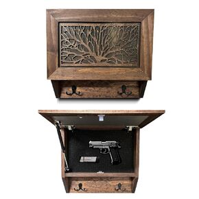 Birds In a Tree Gun Concealment Decor - Handcrafted Wooden Gun Cabinets - Gun Shelf Hidden Storage for Rifles, Shotguns, & Handguns - Quick Access Hidden Wall Safe by Bellewood Designs (Extra Large) in Kuwait