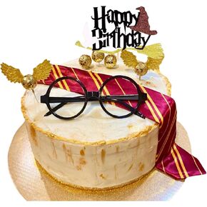 Wizard Party Decoration Set, 16 Pieces Birthday Cake Decorating, Cake Toppers with Glasses, Tie, Wings, Balls, Tattoos in Saudi Arabia
