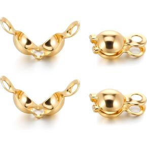 200PCS 18K Gold Plated Clamshells Crimp Bead Tips Knot Covers Bead Caps for Jewelry Making Accessories Beads Endcaps for DIY Bracelet Necklaces Earrings Keychains in Saudi Arabia